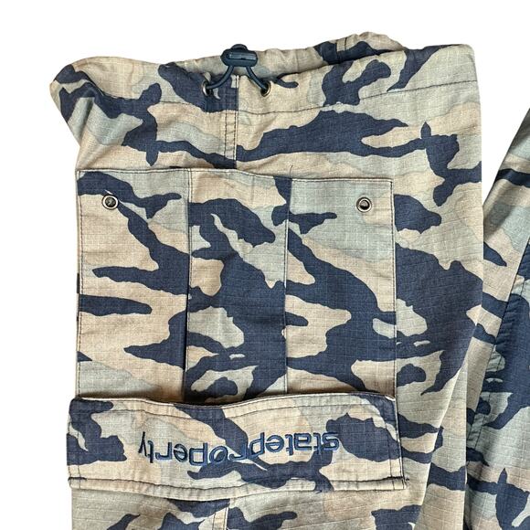 Vintage Y2K State Property Blue Gray Camo Baggy Shorts Skater Waist Size 34 - Picture 15 of 15